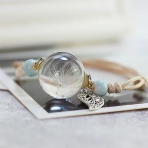 Glass Ball Dried Dandelion Bracelets Ceramic  Hand